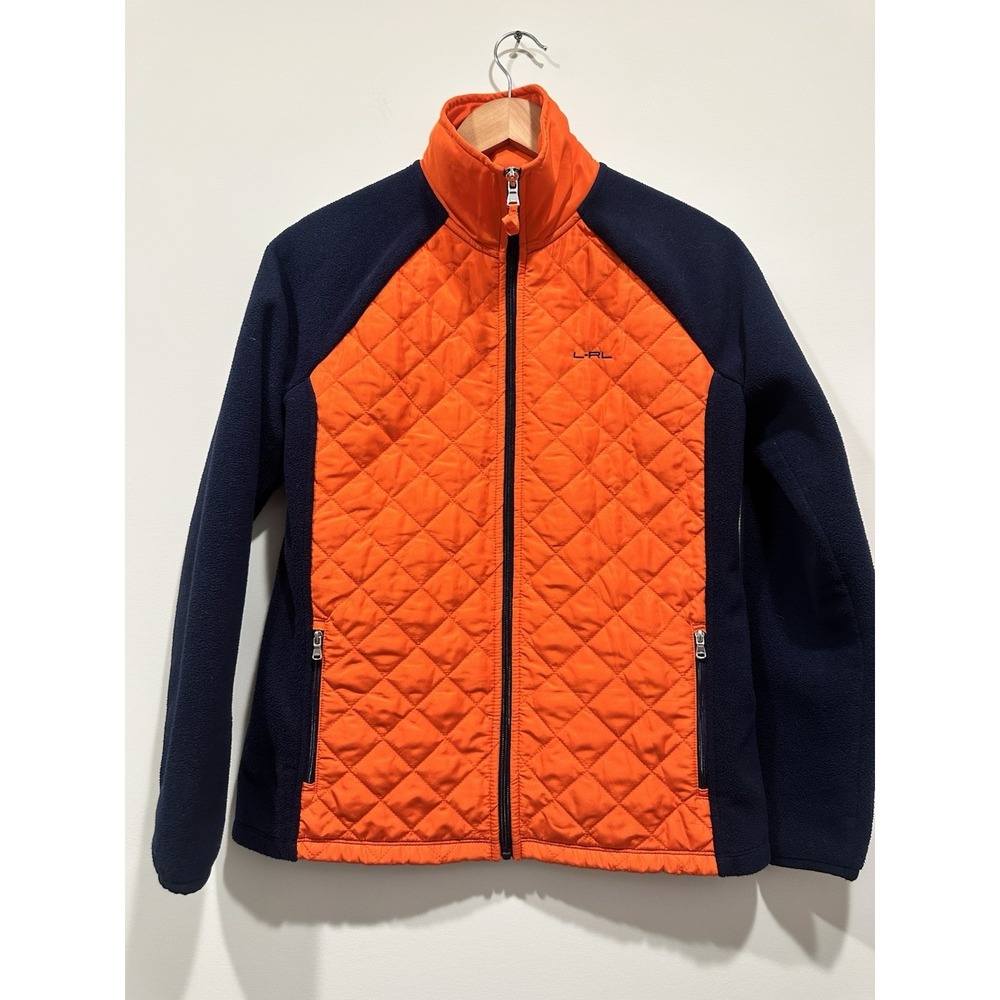 Lauren Ralph Lauren L-RL Active orange quilted‎ fleece jacket Women's Medium